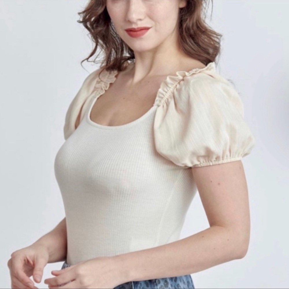 New PLUS Simple Ruffled Sleeves Bodysuit